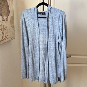 Tahari Heather Blue Linen Hooded Top